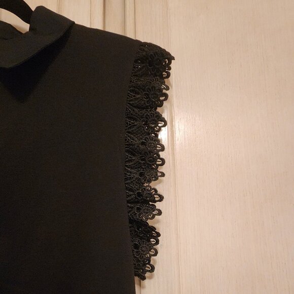 NWT | Marc New York | Black Cotton-Poly‎ Blend Knit Top | Lace Trim | Small - Picture 4 of 7